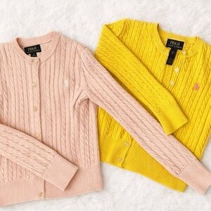 Polo by Ralph Lauren Pink and Yellow Cable Knit Cardigans